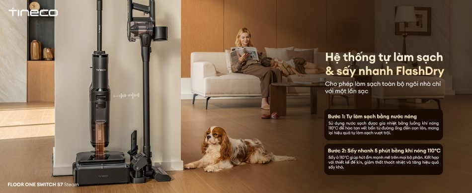 Máy hút bụi lau sàn khô ướt Tineco Floor One Switch S7 Steam